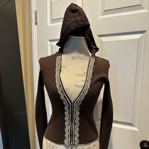Girls Romeo & Juliet Couture Bead and Pearl Hoodie Size: Small Color, Brown 😍
